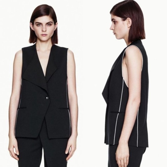 Helmut Lang Pierce Buttoned Origami Vest Black Size Medium Minimalist Drape Wool - Picture 2 of 12